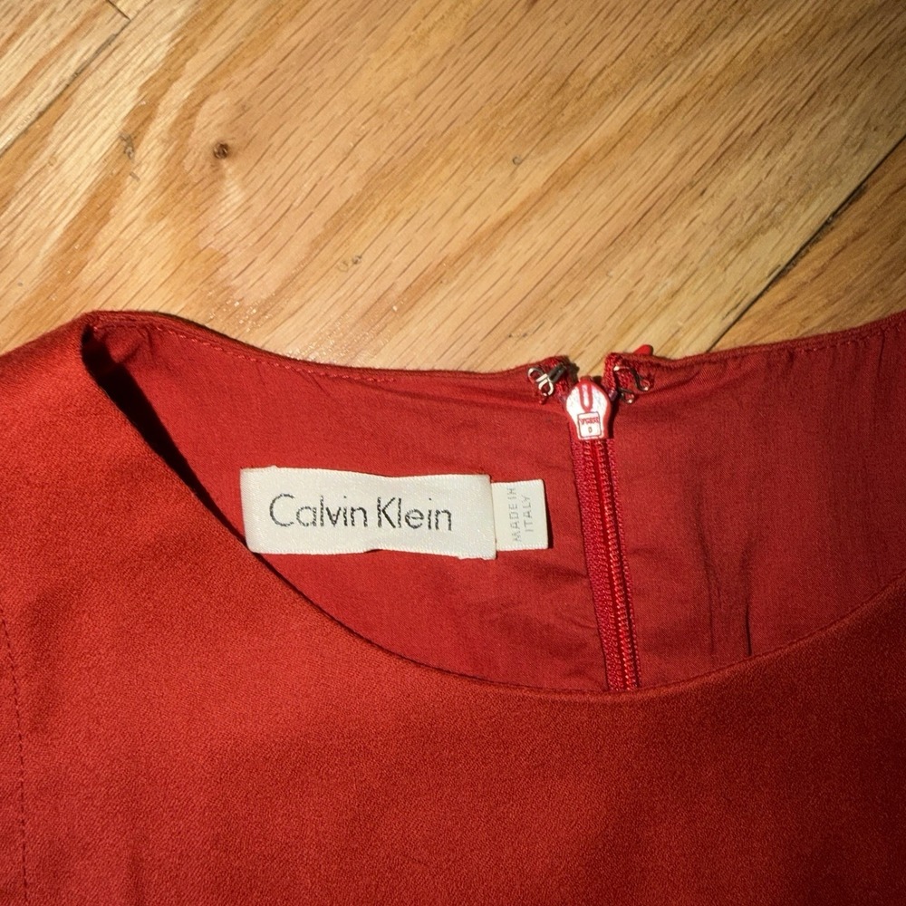 Calvin Klein Womens Burnt Orange Midi Dress Formal Size 14 - Picture 3 of 10